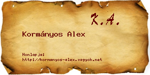 Kormányos Alex névjegykártya